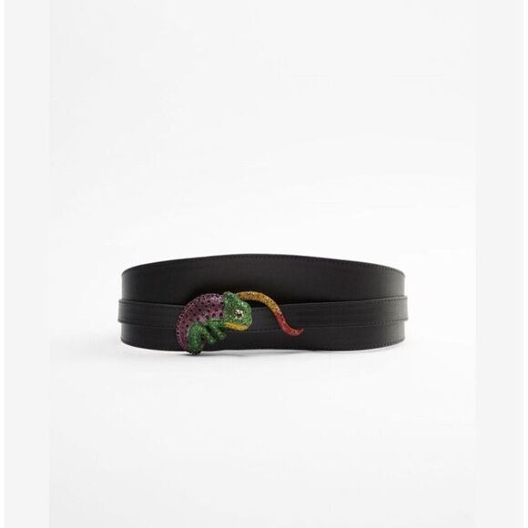 Zara CHAMELEON JEWEL BELT NWT Black Adjustable Size 80 (US‎ 30) main image 6